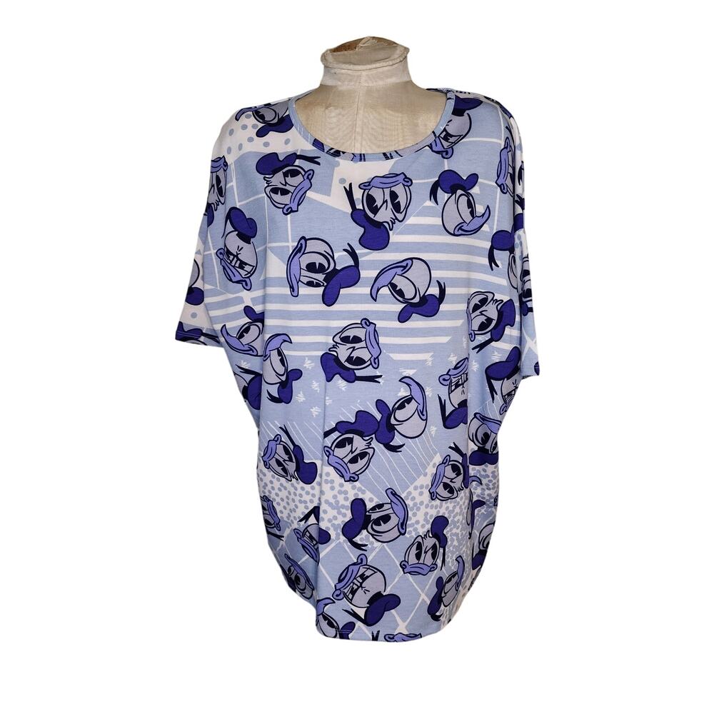 NWT L DISNEY TUNIC TOP, LuLaRoe Irma‎ Donald Duck head stripes